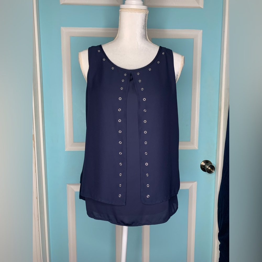 Soho Blue Sleeveless Blouse Size-M